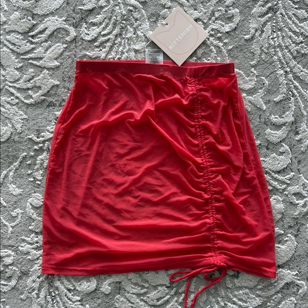 KITTENISH Red Ruched Skirt